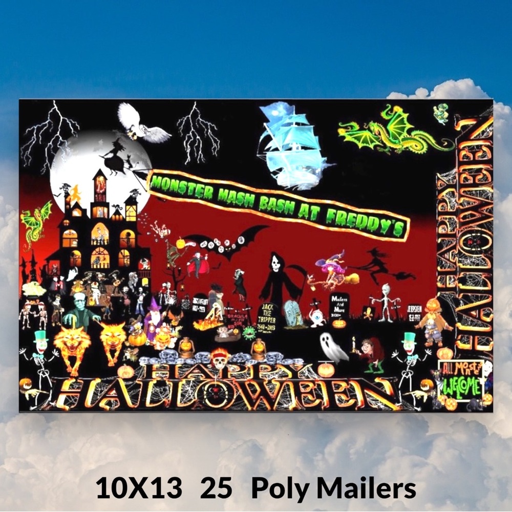 ( Quantity 25 10x13 ) Halloween Monster Bash Poly Mailer Bags Shipping Envelopes - Picture 2 of 4